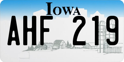 IA license plate AHF219