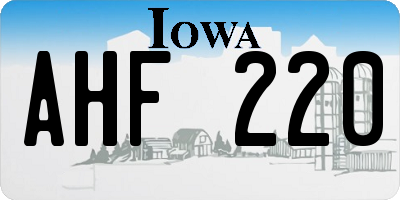 IA license plate AHF220
