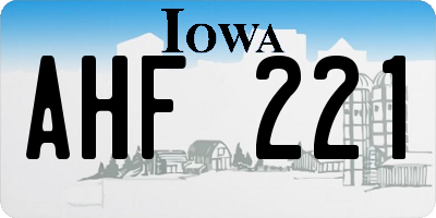 IA license plate AHF221