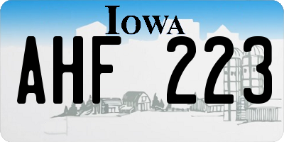 IA license plate AHF223