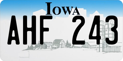 IA license plate AHF243