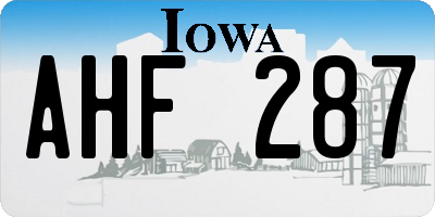 IA license plate AHF287