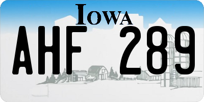 IA license plate AHF289