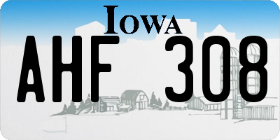 IA license plate AHF308