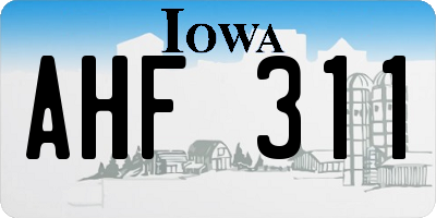 IA license plate AHF311