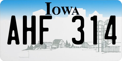 IA license plate AHF314