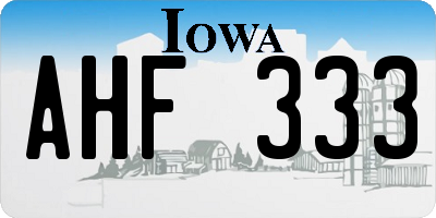 IA license plate AHF333
