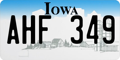 IA license plate AHF349