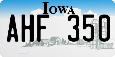 IA license plate AHF350