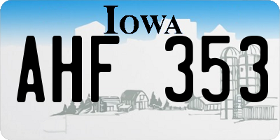 IA license plate AHF353
