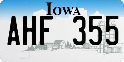 IA license plate AHF355