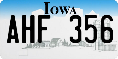 IA license plate AHF356
