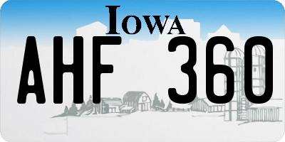 IA license plate AHF360