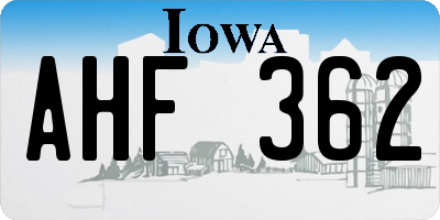 IA license plate AHF362