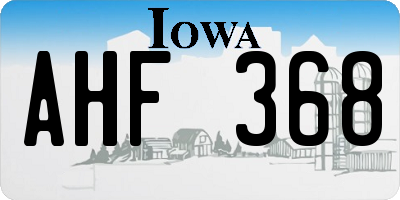 IA license plate AHF368