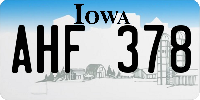 IA license plate AHF378