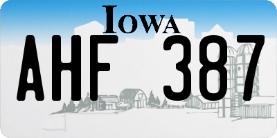 IA license plate AHF387