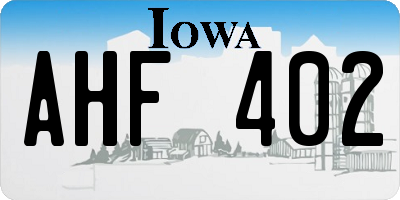 IA license plate AHF402