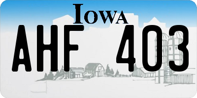 IA license plate AHF403