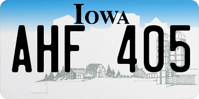 IA license plate AHF405