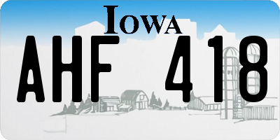 IA license plate AHF418