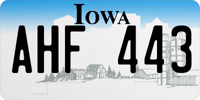 IA license plate AHF443