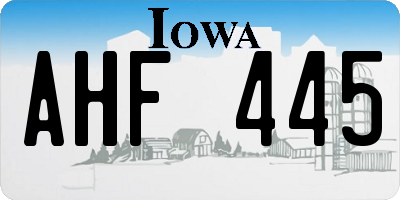 IA license plate AHF445