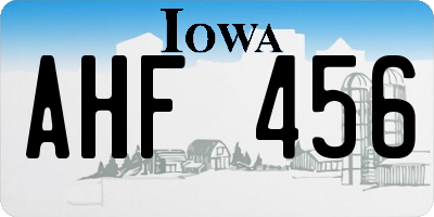 IA license plate AHF456