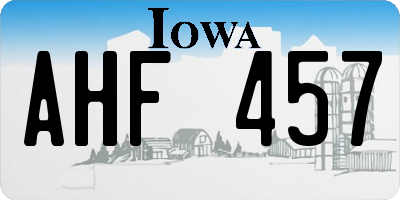 IA license plate AHF457