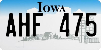 IA license plate AHF475