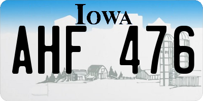 IA license plate AHF476
