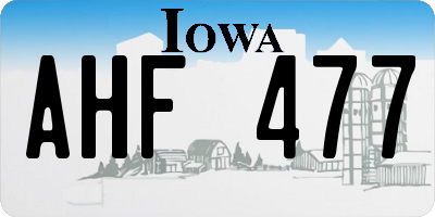 IA license plate AHF477
