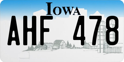 IA license plate AHF478