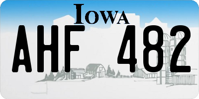 IA license plate AHF482