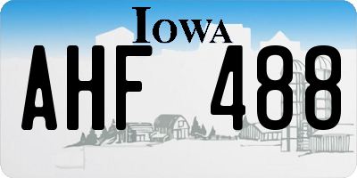IA license plate AHF488