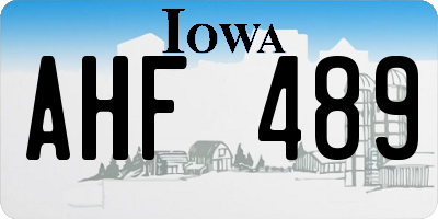 IA license plate AHF489