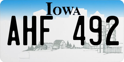 IA license plate AHF492
