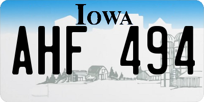 IA license plate AHF494