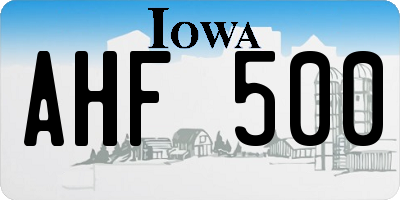 IA license plate AHF500