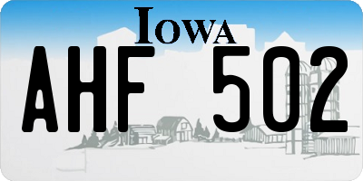 IA license plate AHF502
