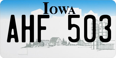 IA license plate AHF503