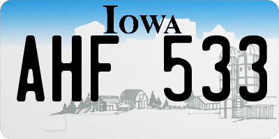 IA license plate AHF533
