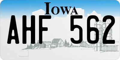 IA license plate AHF562