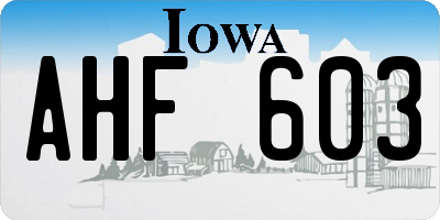 IA license plate AHF603