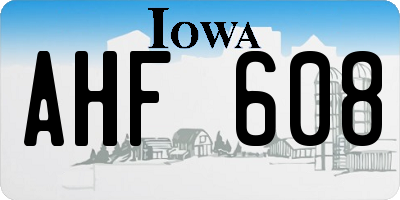 IA license plate AHF608
