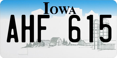 IA license plate AHF615