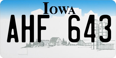 IA license plate AHF643