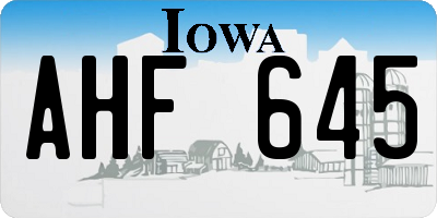 IA license plate AHF645