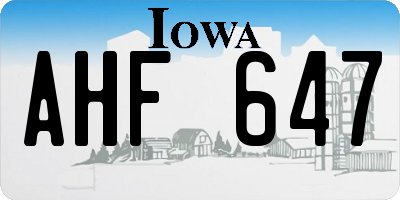 IA license plate AHF647