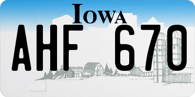 IA license plate AHF670
